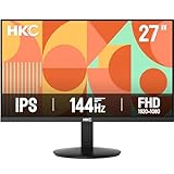 HKC 27 Zoll Monitor 144Hz, FHD 1080p IPS Gaming Monitor,99% sRGB, 5ms, Adaptive Sync, 178° Blickwinkel, HDMI & VGA, VESA 100×100, Neigungsverstellbarer PC Monitor für Home Office & Gaming