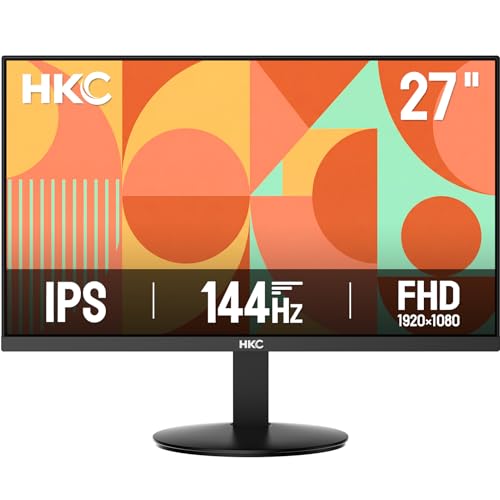 HKC V2718S 27 Pouces Écran PC Gamer, Full HD 1920×1080 IPS, 144Hz, 5ms, Adaptive‑Sync, 99% sRGB, Angle 178°, HDMI/VGA, VESA 100×100, inclinable. Idéal pour Le Gaming, Le Bureau et Le Home Office