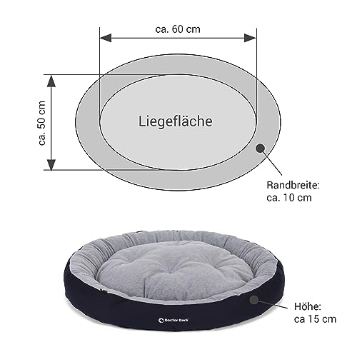 Doctor Bark Hundekorb Mittelgroße Hunde, Hundebett Weich, Rund, Flauschig - Kuscheliges Hundenest mit Wendekissen Fleece/Baumwolle - GreenLabel Hunde Bett (M - 60x50 cm, Königsblau)