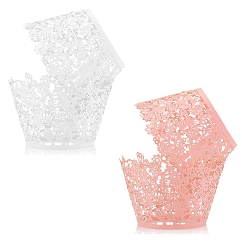 TRKETK 60 Pièces Emballages de Cupcakes, Doublures de Cupcakes en Dentelle Gobelets en Papier pour...