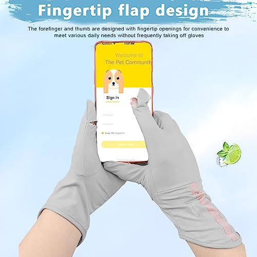 Image of PALAY Hand Gloves for Bike Riding, UV Sun Protection Glove for Women, Outdoor Riding Gloves for Bikers, Fishing, Golfing - UPF 50+, Non-Slip, Touch Screen Design (Grey)