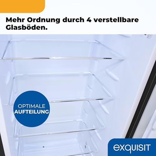 Exquisit Retro-Kühlschrank, ohne Gefrierfach, 229 Liter, groß, 5 Ablagen, Gemüsefach, Temperaturregelung, RKS325-V-H-161E mattschwarz