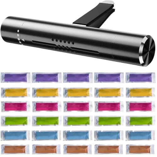 UIEXAY 1 Pcs Deodorante per Auto in Alluminio Diffusore Profumo Auto, Purificatore d'Aria Auto, Aromaterapia Diffusore Auto con Olio Essenziale Solido con 30 Ricariche