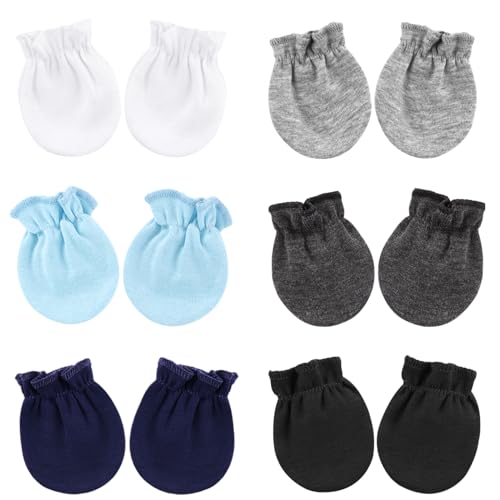 Image of BQUBO Newborn Infant Toddler Mittens No Scratch Cotton Elastic Wrist Gloves Hypoallergenic for 0-6 Months Baby Boys Girls