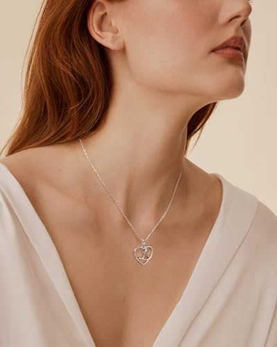 Colliers en argent sterling initiale cœur rose Mesovor - 4