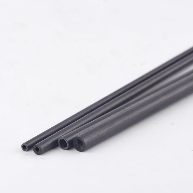 Kohlefaser-Rundrohr, 4 stücke Hohl Carbon Fiber Rohr Carbon Stange 2mm 3mm 4mm 5mm 6mm for Kite RC flugzeug Modellflug Material Hubschrauber Rohr(400x2x1mm)