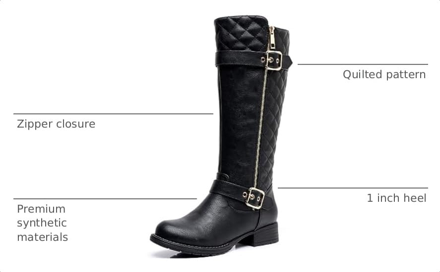 GLOBALWIN Women's Black Quilted Knee High Boots Low Heel Comfortable Fashion Dressy Riding Boots For Women Size 6M - image 3