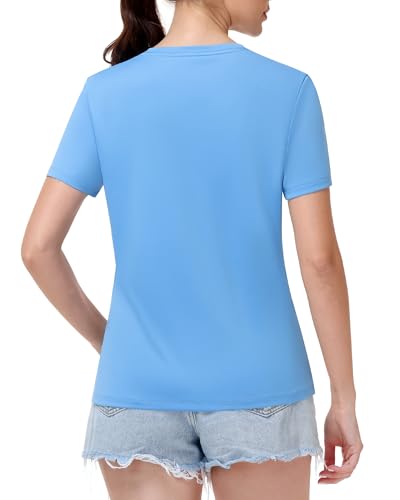 Image of Runhit Womens Workout Tops Short Sleeve UPF 50+ Athletic Sun Shirts Quick Dry V Neck T-Shirt Moisture Wicking Gym Hiking Tee