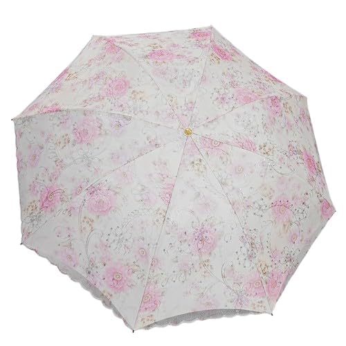 Embroidered Style Umbrella With Pouch, Promotional Coating Fashion Korean Style Lace Umbrella For Women (EMBROIDERED FLORAL UMBRELLA PINK)-image-34