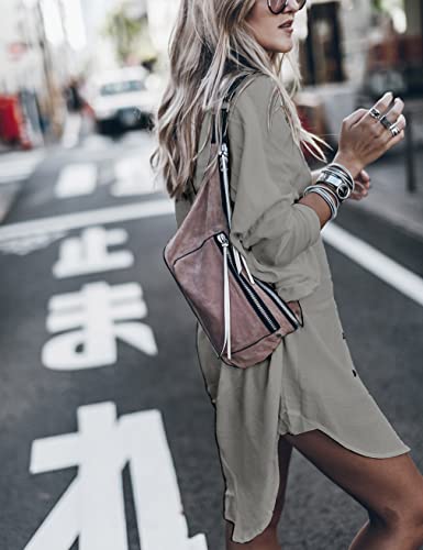 Image of Women's Swimsuit Cover up,Silky Button Down Shirt Midi Dress Kimono,Summer Bathing Suit Beach Coverups for Women (CP-Aline)