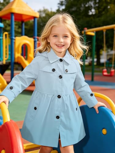Image of Cromoncent Girl's Rain Jackets Waterproof Hoodie Trench Coat Cute Dress Coat Outerwear, 3-12 Years