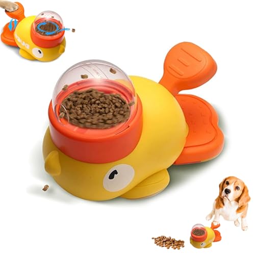 LLELEMAMO Duck Dog Treat Dispenser, 2-en-1 Interactive Dog Puzzle Toy & Slow Feeder, Anti-Gulping Bowl pour Chiens de Tailles Moyenne et Petites, Stimule l'Intelligence et la Digestion Saine