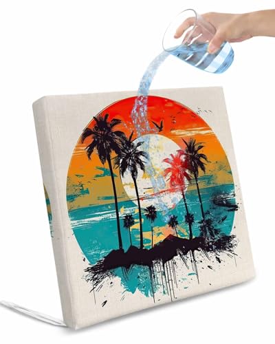 Edwiinsa Tropical Palm Coconut Indoor/Outdoor Seat Cushions Cover,Waterproof Patio Chaise Lounge Cushion Cover for Beach Pool Side Chair Cushions 20x18x4 Pieces Summer Island Bird Graffiti Seascape