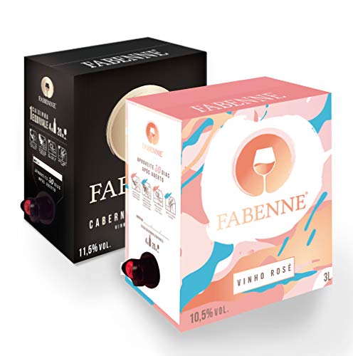 Fabenne Kit 1 Unidade Vinho Tinto Cabernet Sauvignon e 1 Unidade Vinho Rosé - Bag-in-Box 3 Litros ca