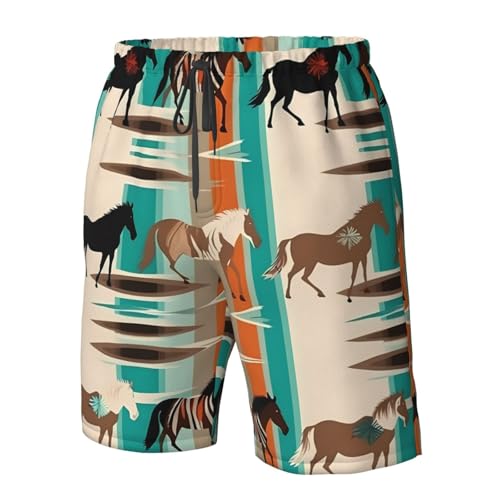 Horse Stripes Pattern Men's Swim Trunks Quick Dry Board Shorts with Pockets Casual Drawstring Beach Shorts4