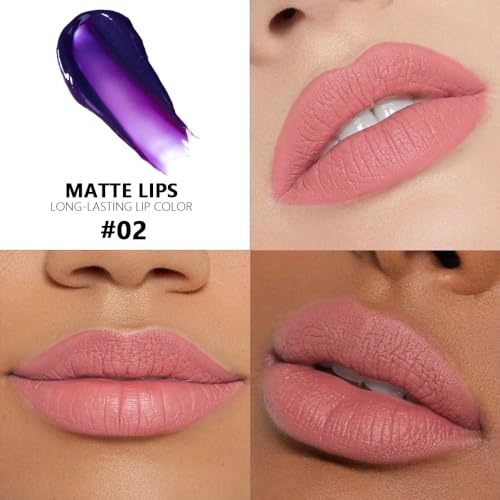 Image of evpct Light Pink Lip Stain Peel Off, Matte Finish Transfer Proof Lips Liner Stain Peel off Lip Tint Gloss Makeup, Long Lasting Waterproof Lipstick Highly Pigmented 24 Hours Original Lips Stains, 02#