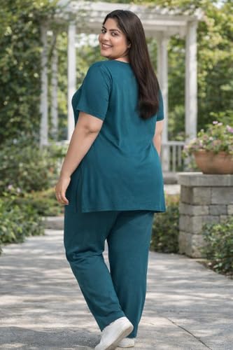 Image of In Love Women's Plus Size Longline T-Shirt with Side Pocket, 3 /4 Sleeve, Crew Neck
