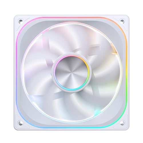 Image of JONSBO ZA-120WR (Reverse) PC Case Fan, Reverse Blade,Silent Computer ARGB Fan with 4-Sides Infinity Mirror 1800RPM, PWM Integrated M&F Head,Aluminum Nameplate, 28MM Thick,White