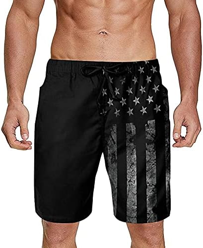 Gdewcro Vintage Black American Flag Men's Summer Swim Trunks Quick Dry Board Shorts Beach Shorts with Mesh Lining