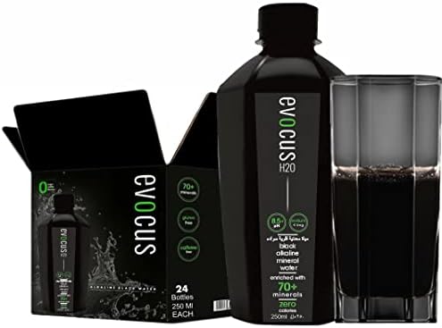 Evocus Black Alkaline Water Infused with Essential Minerals (250ml, Pack of 24)