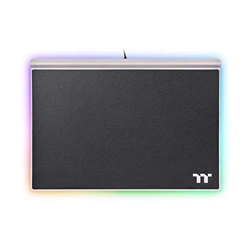 Thermaltake Argent MP1 RGB 16.8 Million Color Software Enabled, Hard Surface, Aluminum Top Plate, and Non-Slip Rubber Base 359mm x 254mm x 10mm Gaming Mouse Pad. GMP-MP1-BLKHMC-01