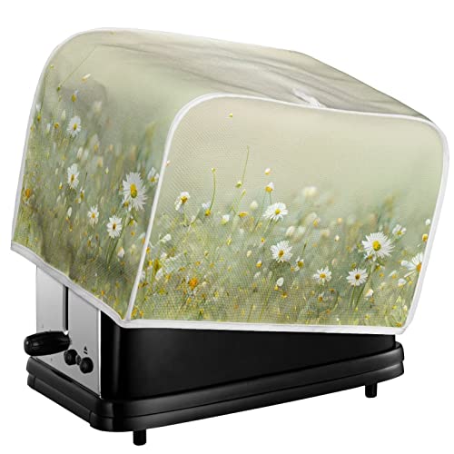 Image of 4 Slice Toaster Dust Cover Bread Toaster Oven Dustproof Cover Kitchen Bakeware Protector Dustproof Fingerprint Protection Gift for Mom Wife Friends, Daisy Flower Green