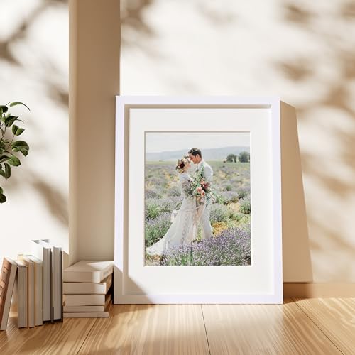 decorUhome 11x14 Picture Frame Set of 10, Display Photos 8x10 with Mat or 11x14 Unmatted for Picture Frames Collage Wall Decor, White