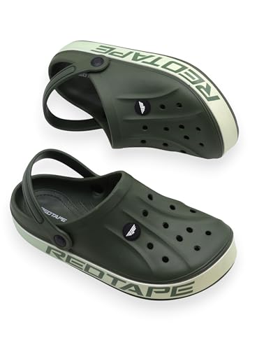 Image of Red Tape Mens Lightweight EVA Clogs Slip-On Comfortable Casual Footwear with Adjustable Back Strap and Anti-Slip Outsole