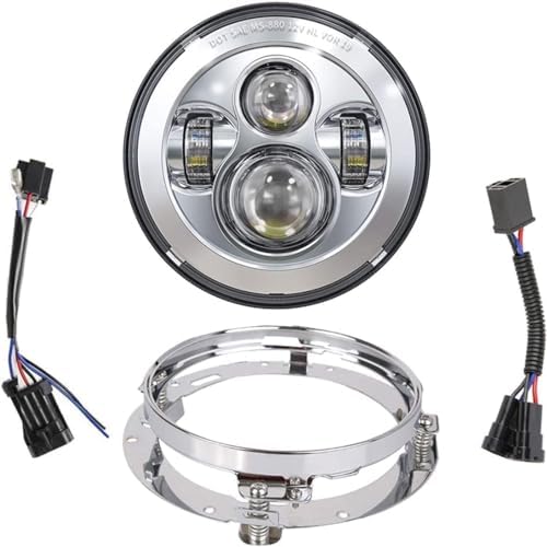 TRUCKMALL 7 inch LED Headlight, Sealed Housing, with Bracket Mounting Ring for Harley Davidson