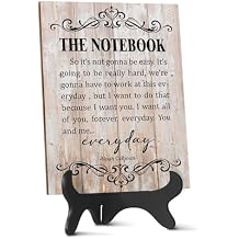 Pigort The Notebook Romantic Quote Sign,Valentines Day gift, Inspirational Book Page Wooden Desk Decor, Farmhouse Gift Signs for Her or Him