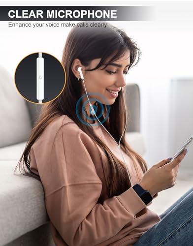 USBC Headphones for iPhone 17 16 15，for Apple Headphones Wired with Microphone & Remote Control [Clear Call], Wired Ear Buds USB C HiFi Bass Earphones for Samsung S25 S24 Ultra,ipad,Pixel 9 [2 Pack] — view 6