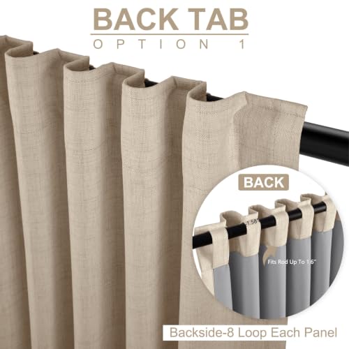 Image of Linen Textured Total Blackout Curtains for Bedroom 63 Inches Long, Oatmeal