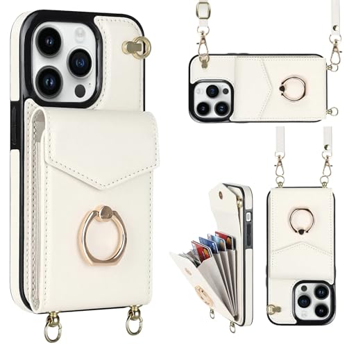 Étui iPhone 15 Pro anti-piratage RFID avec bandoulière amovible et support