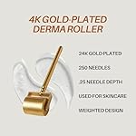 Luxury 24K Gold-Plated Derma Roller - Titatium Microneedle Cosmetic Beauty Tool for Face, Skin Care, Beard, and Home Self-Care - For Men & Women (0.25) - Image 2