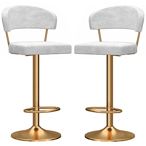 Taburetes de Bar de Altura de mostrador, taburetes de Bar tapizados de Terciopelo Modernos con Respaldo, sillas de Bar giratorias de 360 ° con Patas de Metal y reposapiés, Altura Ajustable,