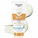 Eucerin Sensitive Protect Kids Dry Touch Sun Gel Cream SPF 50+ 200 ml, Crema solare 50+ bambini con filtri UVA/UVB, Protezione solare 50+ bambini resistente all'acqua, Pelle sensibile, Senza profumo