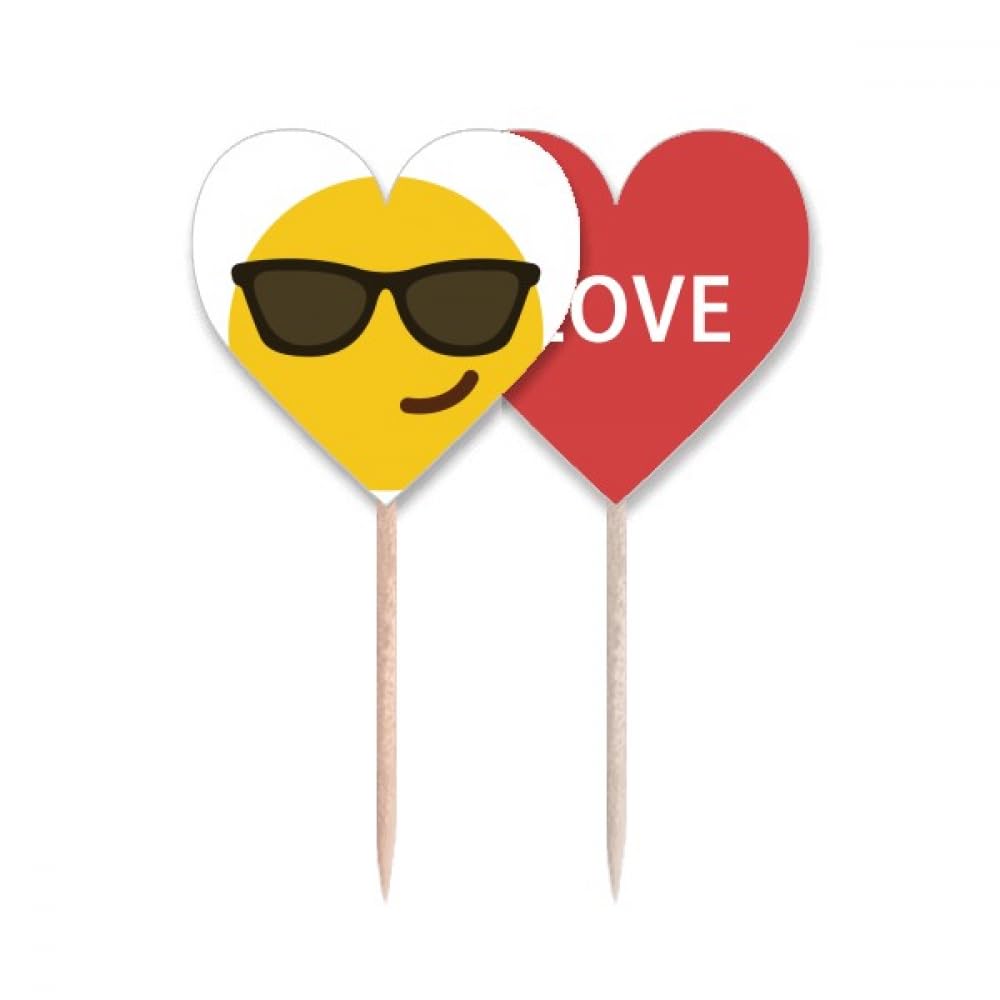 Cupcake pick cure-dents drapeau love heart et lunettes cool pour décoration
