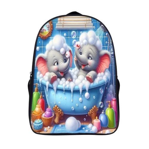Cartable fille primaire 2 compartiments et sac à dos éléphant imprimé 3D