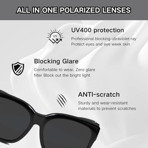 Polarized Sunglasses Fit Over Glasses for Women and men, Oversized Square Sun Glasses UV400 Protection Shades3