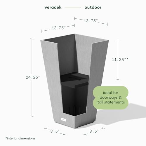 Image of Veradek Pure Series Taper Planter - Tall Tapered Outdoor Planter with Shelf