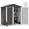DWVO 6x4ft Metal Outdoor Tool Shed, Garden Storage Shed for Backyard, Lawn, and Patio, Heavy-Duty Storage Unit with Four Vents & Lockable Door for Storing Tools, Equipment & Trash Bins, Dark Gray