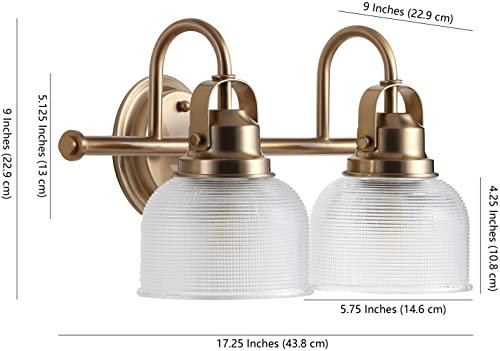 JONATHAN Y 17.25" Chrome Modern Bathroom Vanity Light, 2-Light LED Wall Sconce, Clear Glass Bell Shade for Mirror Hallway Kitchen, ETL Listed, LED Bulb Included (JYL7408A) by JONATHAN Y - Used condition - Image 4