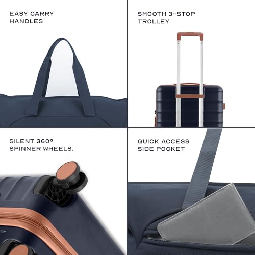 Image of Assembly Polycarbonate Large Suitcase 28 Inches | Hard-Sided Trolley Bag with Premium Weekender Water Resistant Duffle Bag | 110L + 40L | Blue | Odyssey