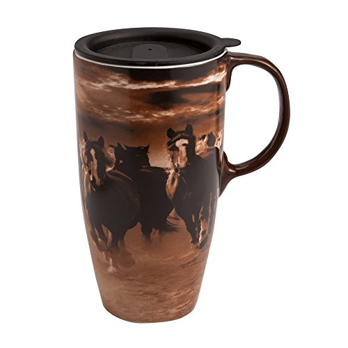 Running Horses Latte Travel Mug
