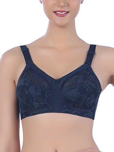 Image of Triumph International Doreen Bra For Women Non Wired Non Padded Wireless Bra Full Coverage Raschel Lace Lingerie Classic High Center Bridge Support Wide Straps Big Cup Bra for Larger Busts Pack Of 1