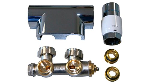 Heizkörper Mittelanschlussblock 1/ 2 Zoll ECK, SET inkl. Thermostat, FA. Oventrop, verchromt