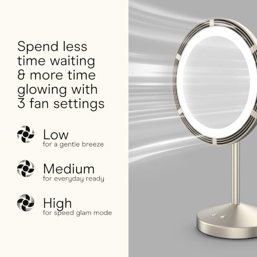 Conair Vanity Mirror with Lights, Adjustable Fan & Brightness, Round - image 3