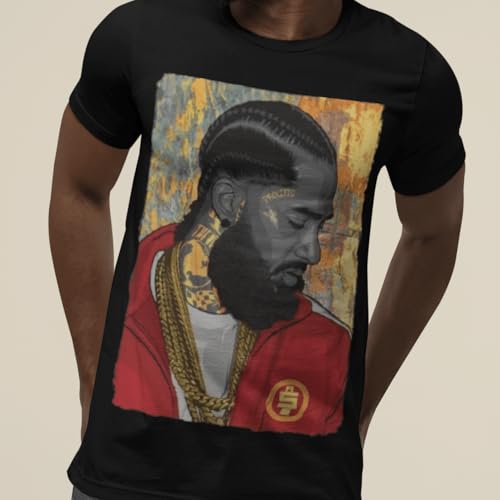 Rap Artist T-Shirt Hussle in Gold Cotton Unisex Crew Neck Top2