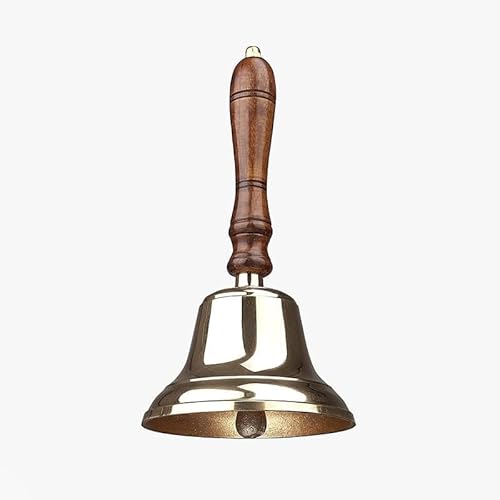 ACL Estilo Tradicional – Campana de latón Macizo – Campana de Mano Escolar con Mango de Madera – Hotel, recepción, Cena, Escuela, último Pedido, Campana de Biblioteca, Campana de Pub, (7 x 17 cm) ACL Estilo Tradicional – Campana de latón Macizo – Campana de Mano Escolar con Mango de Madera – Hotel, recepción, Cena, Escuela, último Pedido, Campana de Biblioteca, Campana de Pub, (7 x 17 cm)