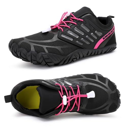 MeXYZ Hike Barefoot Shoes Women Wide Toe Box Zero Drop Minimalist Shoes for Workout Cross-Trainer Walking Hiking Water Grounded Footwear Black